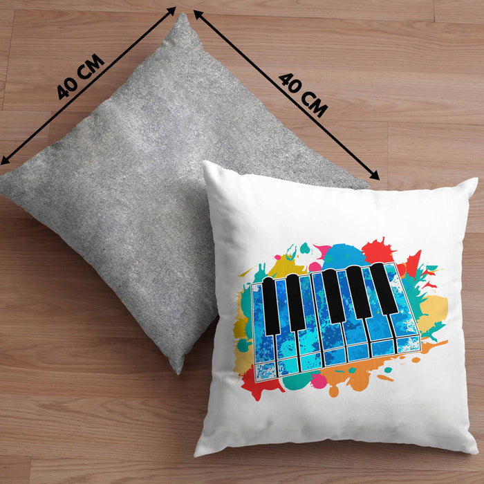 Keyboard Spieler Kissen mit Füllung 40x40 Geschenk für Keyboarder Musiker Band Geschenkidee Bunt (Grau) Grau Trendation