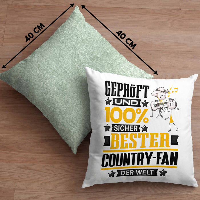 Country-Fan Geschenk Lustiger Spruch für Country-Fan Geschenkidee Bester Country-Fan Der WeltKissen mit Füllung 40x40 (Grau) Grün Trendation