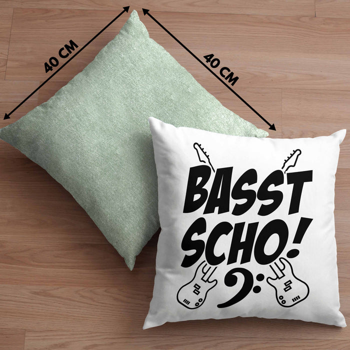 Bassist Kissen mit Füllung 40x40 Geschenk Bass-Spieler Geschenkidee Basst Scho ! (Grau) Grün Trendation