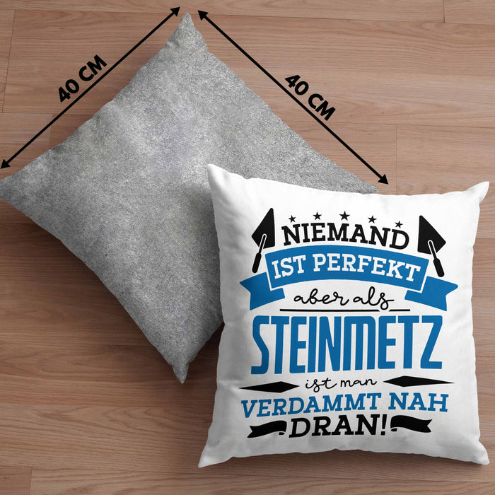 Steinmetz Kissen mit Füllung 40x40 Geschenk Spruch Geschenkidee Spruch Niemand Ist toll (Grau) Grau Trendation