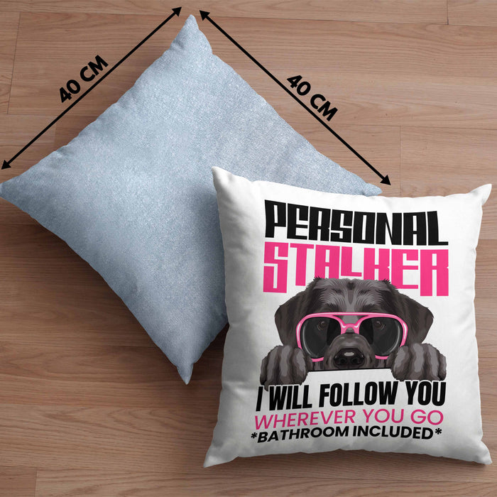 Labrador Besitzerin Kissen mit Füllung 40x40 Geschenk Lustiger Spruch Geschenkidee Personal Stalker (Grau) Blau Trendation