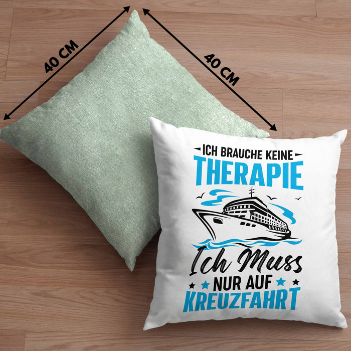 Kreuzfahrt Geschenk Kissen mit Füllung 40x40 Verkündung Geschenkidee für Kreuzfahrt-Fans Schiff (Grau) Grün Trendation