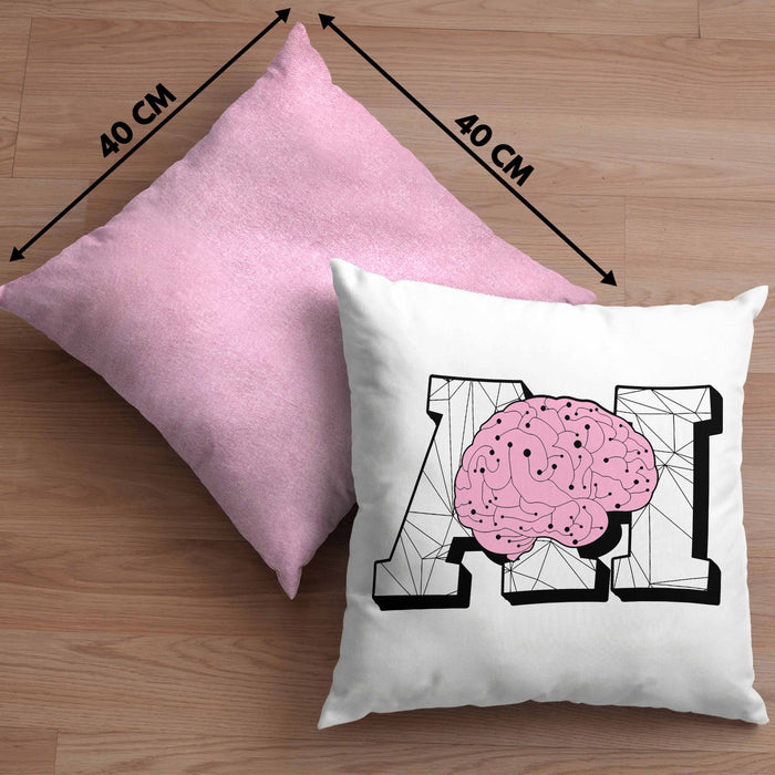 Lustige Kissen mit Füllung 40x40 für Tech-Fans AI Künstliche Intelligenz (Grau) Rosa Trendation