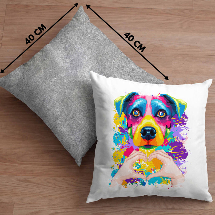 Jack Russell Besitzer Farbe Love Kissen mit Füllung 40x40 Geschenk Lustiger Spruch Geschenkidee Jack Russell Besitzerin (Grau) Grau Trendation