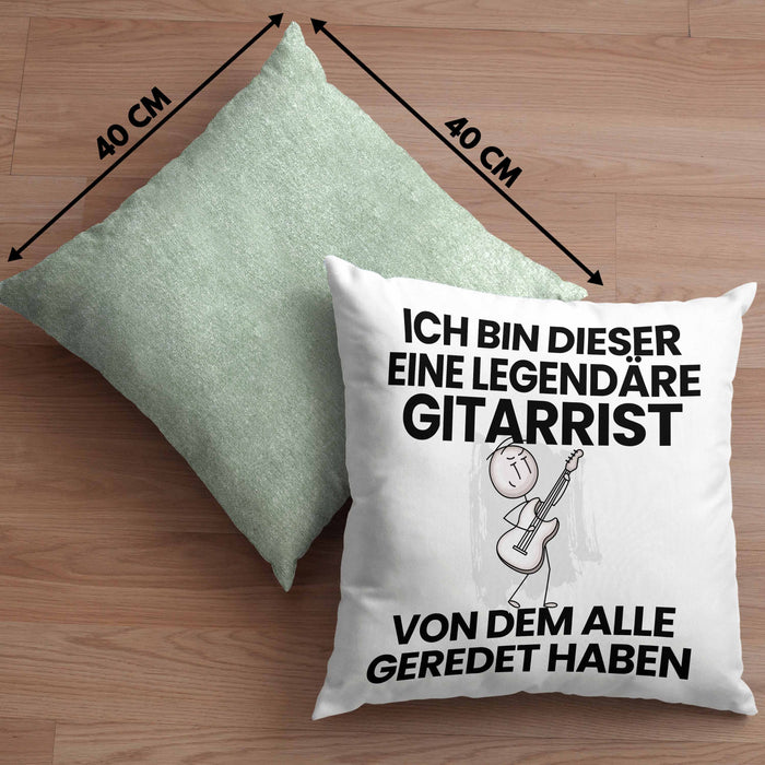 Gitarrist Geschenk Kissen mit Füllung 40x40 Lustige Geschenkidee Geburtstag für Gitarrist Ich Bin Dieser Legendäre Gitarrist Von Dem Alle Geredet Haben (Grau) Grün Trendation