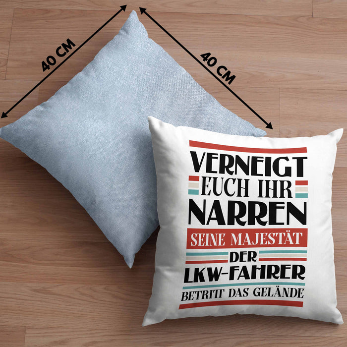 LKW Fahrer Geschenk Kissen mit Füllung 40x40 Geschenke Zubehör Lustig Mann Lkwfahrer Geschenkidee Kissen mit Füllung 40x40 mit Spruch (Grau) Blau Trendation