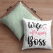 Wife Mom Boss Kissen mit Füllung 40x40 Geschenk Mutter Mama zum Muttertag Muttertagsgeschenk (Grau) Grün Trendation