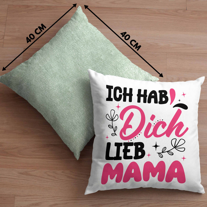 Mama Geschenk Kissen mit Füllung 40x40 Ich Hab Dich Lieb Mama Geschenkidee Muttertagsgeschenk von Sohn Tochter (Grau) Grün Trendation