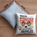 Jack Russell Besitzerin Frauchen Kissen mit Füllung 40x40 Geschenk Lustiger Spruch Geschenkidee Vorsicht Vor Dem Frauchen (Grau) Blau Trendation