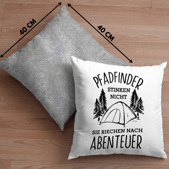 Pfadfinder Kissen mit Füllung 40x40 Geschenk Lustige Geschenkidee Für Pfadfinder Stinken Nicht Sie Riechen Nach Abenteuer (Grau) Grau Trendation