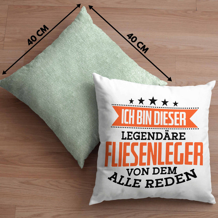 Fliesenleger Kissen mit Füllung 40x40 Geschenk Spruch Geschenkidee Legendäre Fliesenleger (Grau) Grün Trendation
