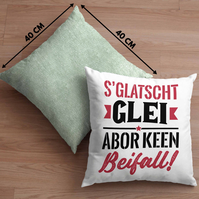 Sachsen Kissen mit Füllung 40x40 Sprüche "Es klatscht glei" Sächsisch Ossi Geschenk Kaffee-Kissen mit Füllung 40x40 (Grau) Grün Trendation