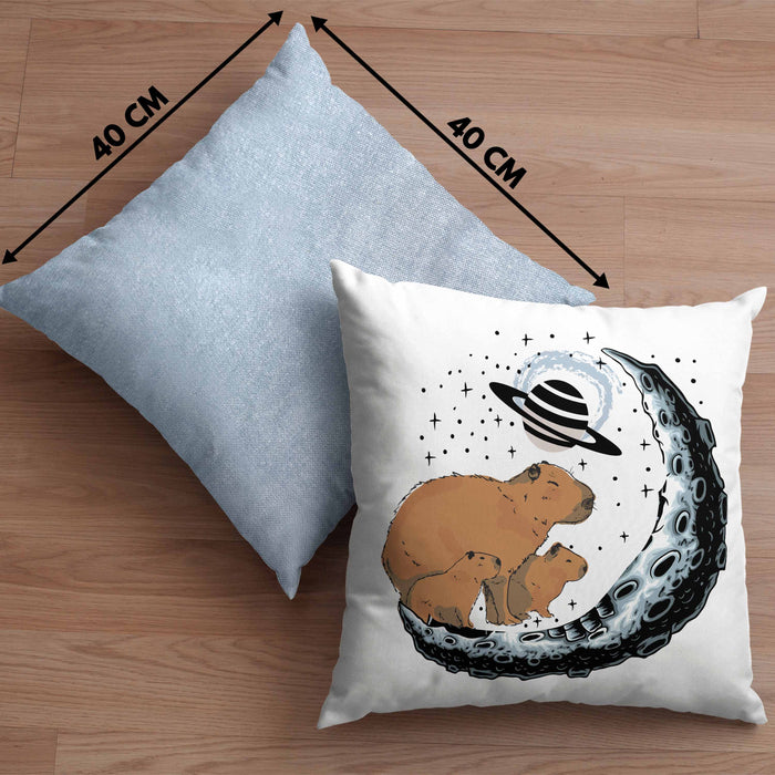 Galaxie Capybara Kissen mit Füllung 40x40 Capybara Tier Geschenk für Capybara Liebhaber (Grau) Blau Trendation