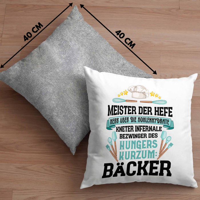 Bäcker Kissen mit Füllung 40x40 mit Spruch Geschenkidee Bäckerin Geschenk Männer Frauen (Grau) Grau Trendation