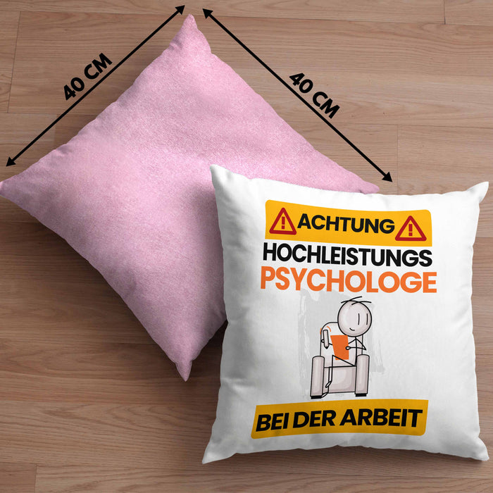 Psychologe Kissen mit Füllung 40x40 Geschenk Lustiger Spruch Geschenkidee für Psychologe Achtung Hochleistungs Psychologe Bei Der Arbeit (Grau) Rosa Trendation