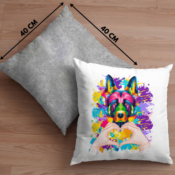 Schäferhund Besitzer Farbe Love Kissen mit Füllung 40x40 Geschenk Lustiger Spruch Geschenkidee Schäferhund Besitzerin (Grau) Grau Trendation