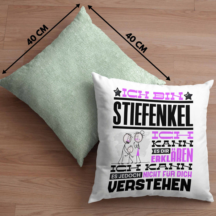 Stiefenkel Geschenk Kaffee-Kissen mit Füllung 40x40 Geschenkidee für Stiefenkel Ich Bin Stiefenkel Ich Kann Es Dir Erklären Jedoch Nicht Für Dich Verstehen Spruch Lustig (Grau) Grün Trendation