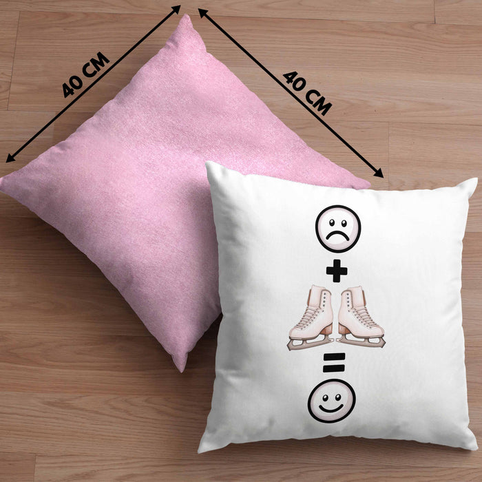 Eiskunstlauf Kissen mit Füllung 40x40 Geschenk für Eiskunstläuferin :( + Eiskunstlauf = :) Lustige Geschenkidee Geburtstag (Grau) Rosa Trendation
