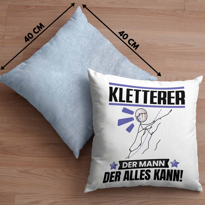 Kletterer Kissen mit Füllung 40x40 Geschenk für Kletterer Der Mann Der Alles Kann Geschenkidee zum Geburtstag (Grau) Blau Trendation
