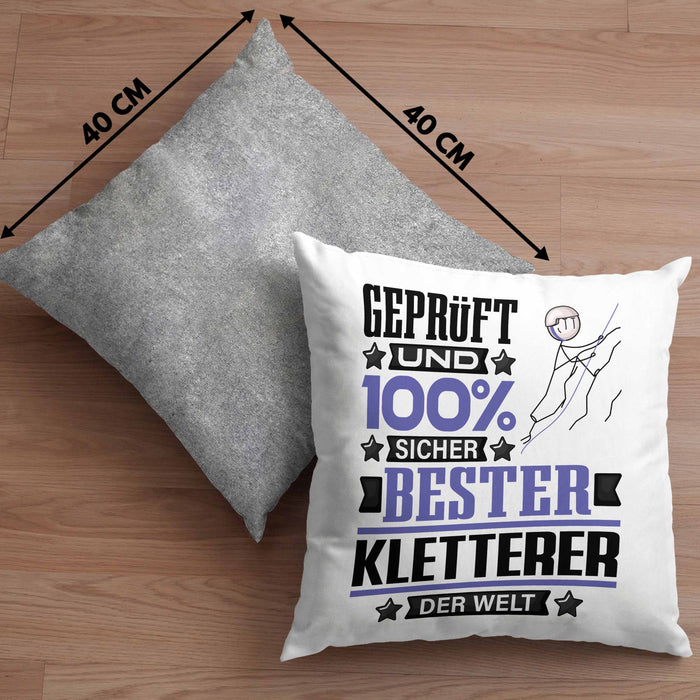 Kletterer Geschenk Lustiger Spruch für Kletterer Geschenkidee Bester Kletterer Der WeltKissen mit Füllung 40x40 (Grau) Grau Trendation