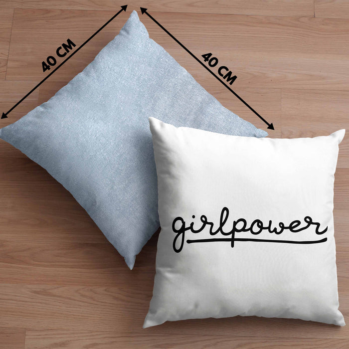 Girlpower Kissen mit Füllung 40x40 für Frauen Mädchen Geschenk (Grau) Blau Trendation
