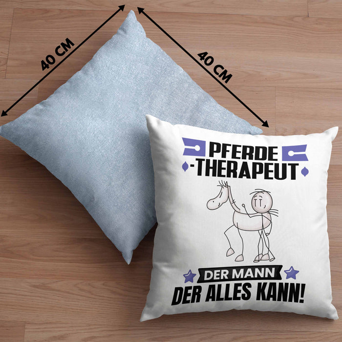 Pferdetherapeut Kissen mit Füllung 40x40 Geschenk für Pferdetherapeut Der Mann Der Alles Kann Geschenkidee zum Geburtstag (Grau) Blau Trendation