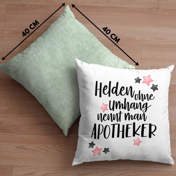Apotheker Kissen mit Füllung 40x40 Geschenk Bester Apotheker Pharmazeut Arzneikundiger (Grau) Grün Trendation