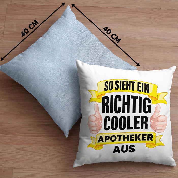 Apotheker Kissen mit Füllung 40x40 Geschenk Spruch Pharmazie Lustig (Grau) Blau Trendation