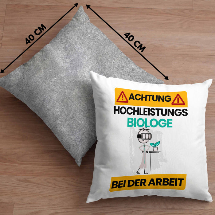 Biologe Kissen mit Füllung 40x40 Geschenk Lustiger Spruch Geschenkidee für Biologe Achtung Hochleistungs Biologe Bei Der Arbeit (Grau) Grau Trendation