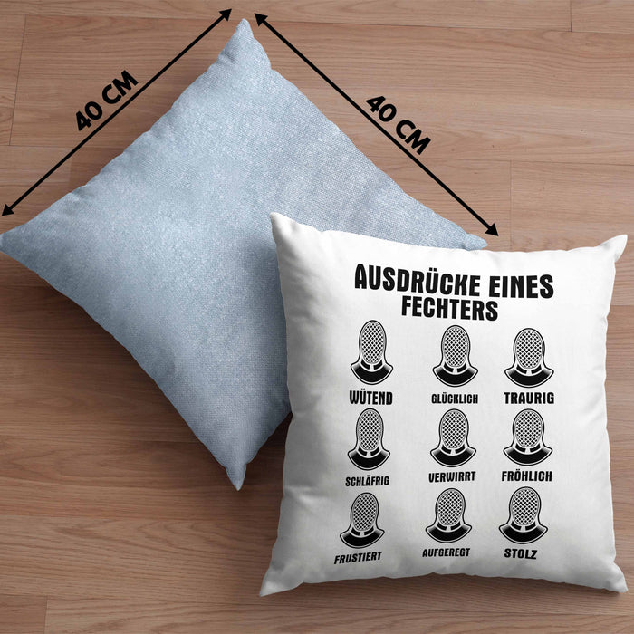 Fechter Geschenk Kissen mit Füllung 40x40 Geschenkidee Fechten Ausdrücke Eines Fechters Lustiger Spruch (Grau) Blau Trendation