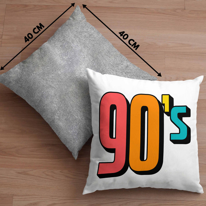 90er Jahre Kissen mit Füllung 40x40 "90's" - Retro Geschenk für Nostalgiker (Grau) Grau Trendation