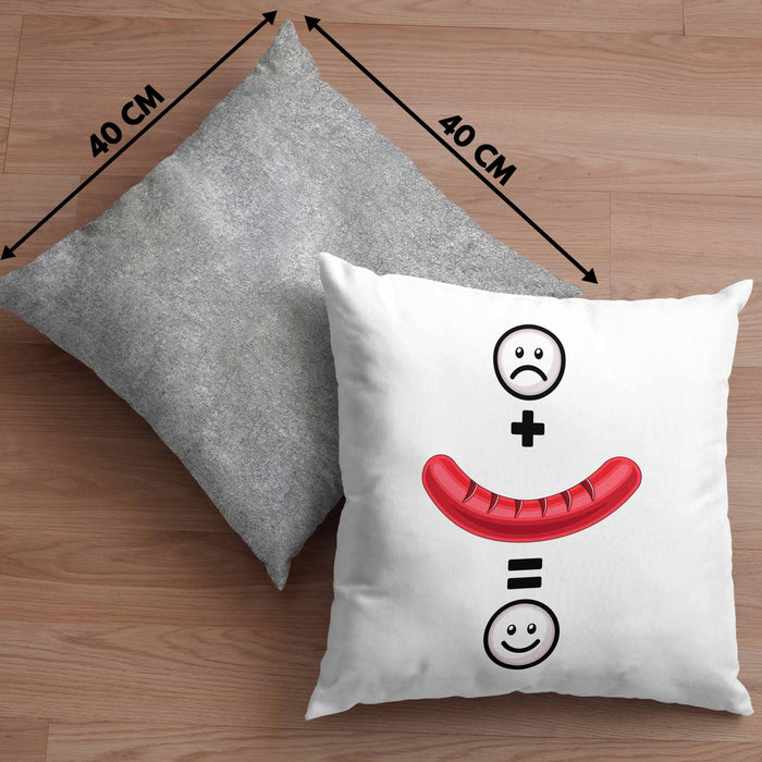 Wurst Kissen mit Füllung 40x40 Geschenk für Griller Wurst :( + Wurst = :) Lustige Geschenkidee Geburtstag (Grau) Grau Trendation