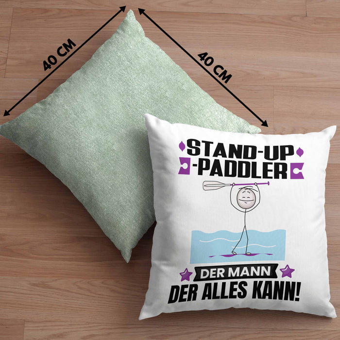 Stand-Up-Paddler Kissen mit Füllung 40x40 Geschenk für Stand-Up-Paddler Der Mann Der Alles Kann Geschenkidee zum Geburtstag (Grau) Grün Trendation