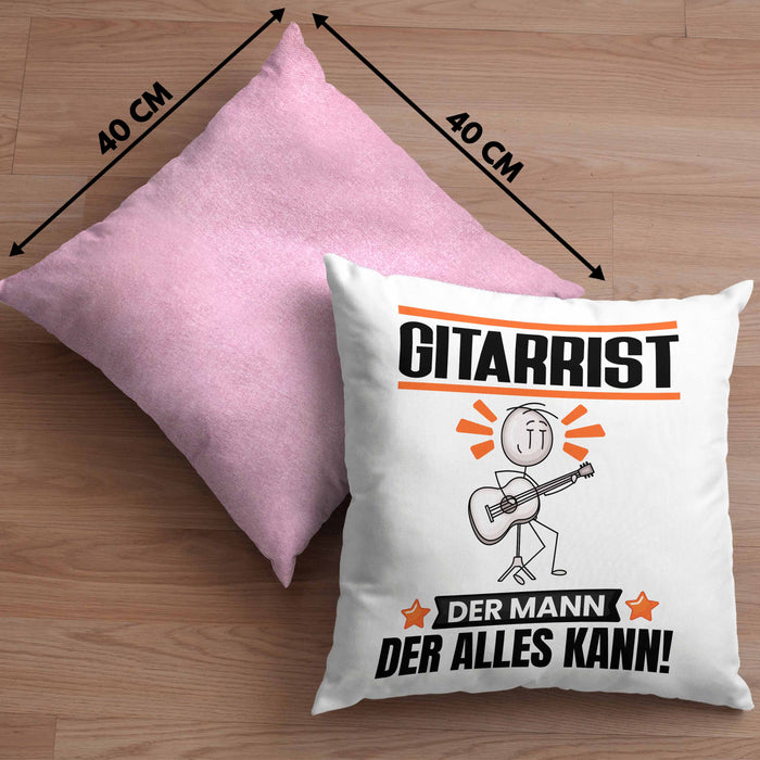 Gitarrist Kissen mit Füllung 40x40 Geschenk für Gitarrist Der Mann Der Alles Kann Geschenkidee zum Geburtstag (Grau) Rosa Trendation
