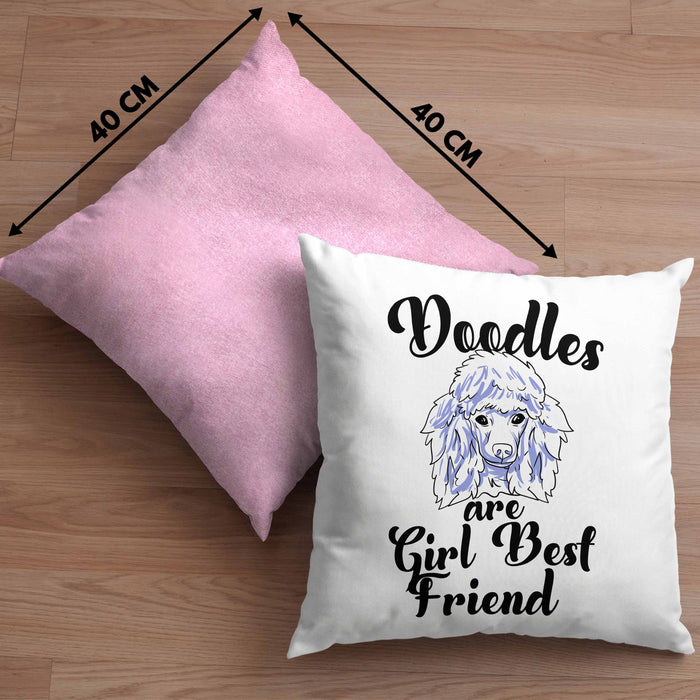 Kissen mit Füllung 40x40 mit süßem Pudel-Hundemotiv Geschenk für Pudel Liebhaber (Grau) Rosa Trendation