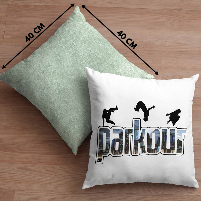 Kissen mit Füllung 40x40 für Parkour Fans Geschenk für Urbanen Sports Sportler Freerunning (Grau) Grün Trendation