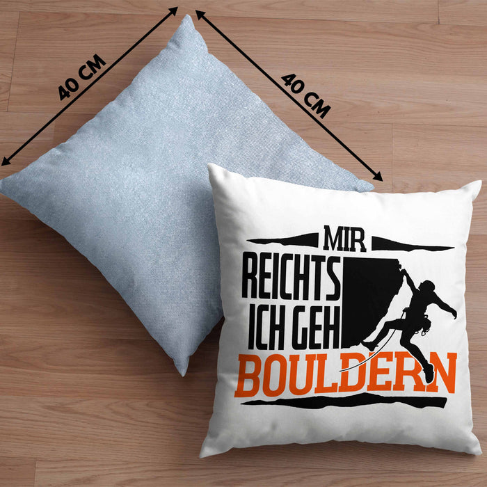 Klettern Kissen mit Füllung 40x40 Geschenk mit Bouldern Motiv Mir Reichts Ich Geh Bouldern (Grau) Blau Trendation