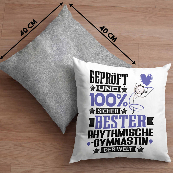 RhythmischeGymnastin Geschenk Lustiger Spruch für RhythmischeGymnastin Geschenkidee Bester RhythmischeGymnastin Der WeltKissen mit Füllung 40x40 (Grau) Grau Trendation