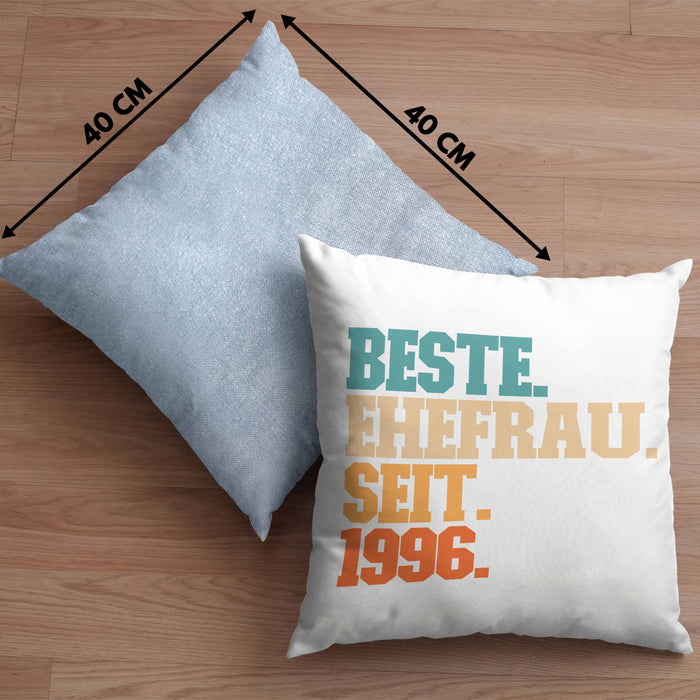 Beste Ehefrau Seit 1996 Geschenk JahrestagKissen mit Füllung 40x40 (Grau) Blau Trendation