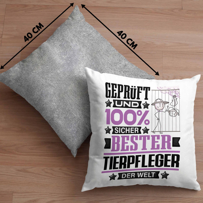 Tierpfleger Geschenk Lustiger Spruch für Tierpfleger Geschenkidee Bester Tierpfleger Der WeltKissen mit Füllung 40x40 (Grau) Grau Trendation