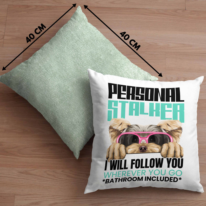 Yorkie Besitzerin Kissen mit Füllung 40x40 Geschenk Lustiger Spruch Geschenkidee Personal Stalker (Grau) Grün Trendation