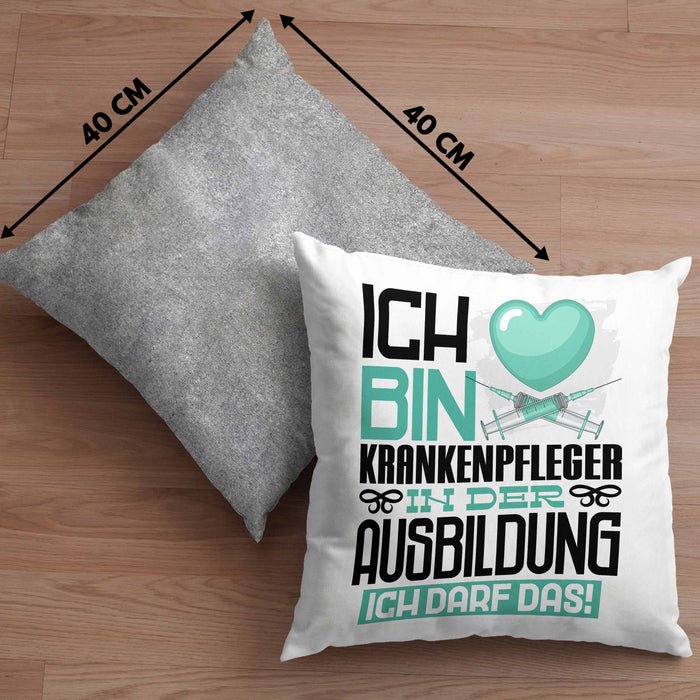 Krankenpfleger Ausbildung Kissen mit Füllung 40x40 Geschenk Ich Bin Krankenpfleger In Der Ausbildung Ich Darf Das Geschenkidee Spruch (Grau) Grau Trendation