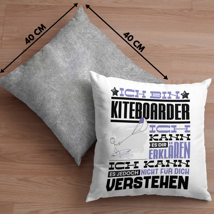 Kiteboarder Geschenk Kissen mit Füllung 40x40 Lustige Geschenkdiee für einen Kiteboarder Geburtstag Ich Bin Kiteboarder Ich Kann Es Dir Erklären Aber Nicht Für Dich Verstehen (Grau) Grau Trendation