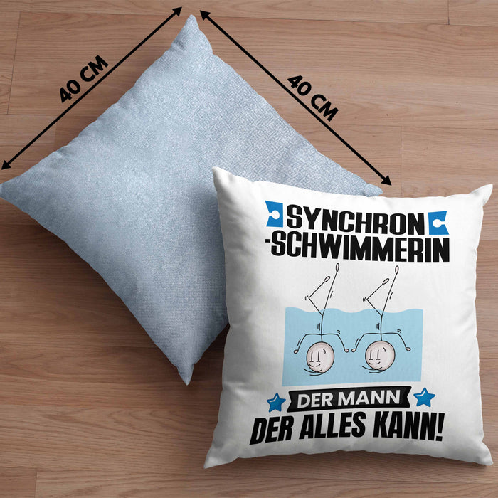 Synchronschwimmerin Kissen mit Füllung 40x40 Geschenk für Synchronschwimmerin Der Mann Der Alles Kann Geschenkidee zum Geburtstag (Grau) Blau Trendation