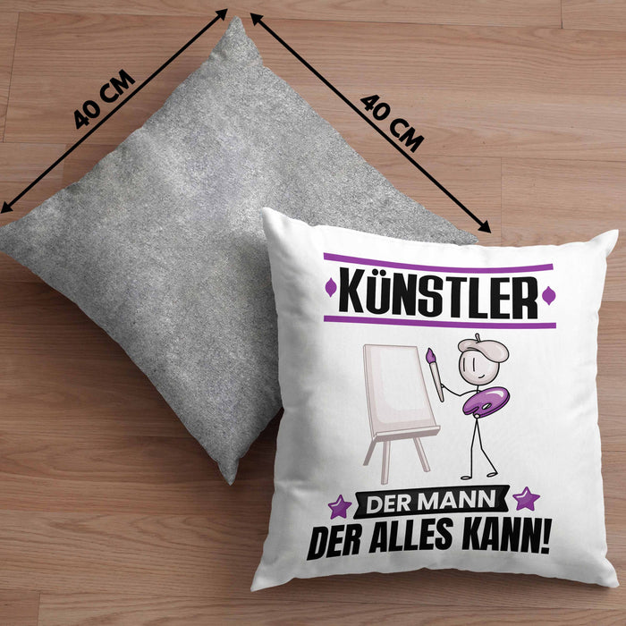 Künstler Kissen mit Füllung 40x40 Geschenk für Künstler Der Mann Der Alles Kann Geschenkidee zum Geburtstag (Grau) Grau Trendation