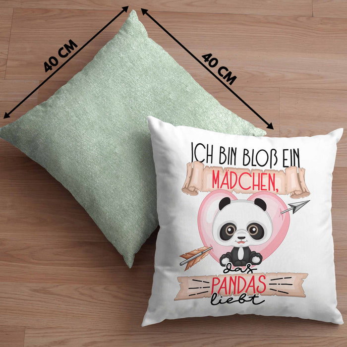 Pandas Kissen mit Füllung 40x40 Geschenk Frauen Ich Bin Bloß Ein Mädchen Das Pandas Liebt Pandaliebhaberin Geschenk Spruch Geburtstag (Grau) Grün Trendation