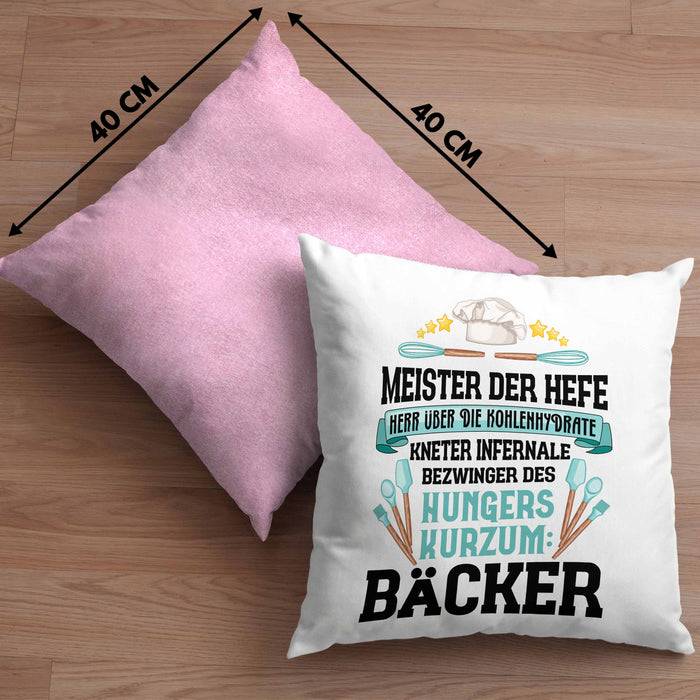 Bäcker Kissen mit Füllung 40x40 mit Spruch Geschenkidee Bäckerin Geschenk Männer Frauen (Grau) Rosa Trendation