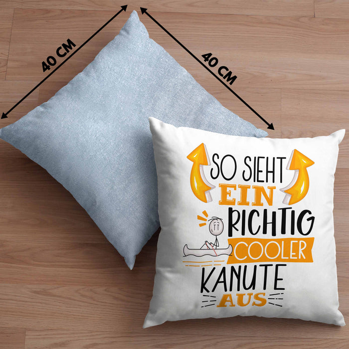 Kanute Kissen mit Füllung 40x40 Geschenk So Sieht Ein Richtig Cooler Kanute Aus Geschenkidee Spruch Lustig (Grau) Blau Trendation