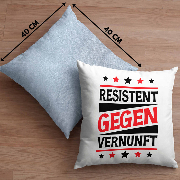 Resistent Gegen Vernunft Kissen mit Füllung 40x40 Geschenk Häferl (Grau) Blau Trendation