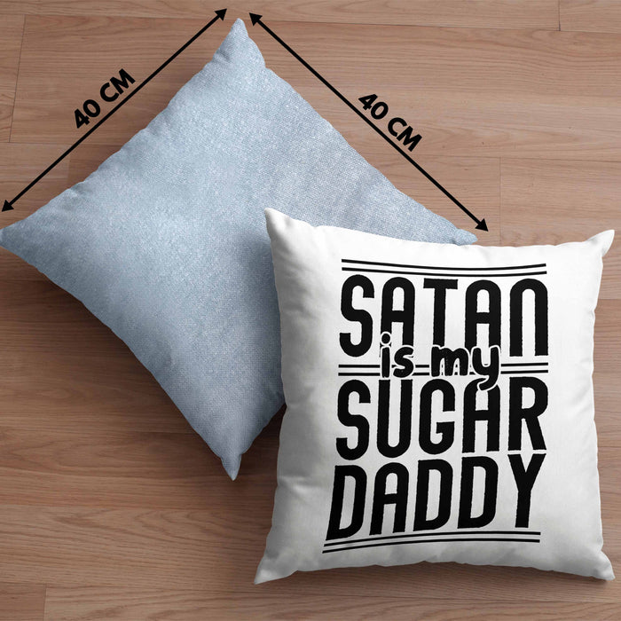 Satan Is My Sugar Daddy Geschenk Kissen mit Füllung 40x40 Satanisten (Grau) Blau Trendation